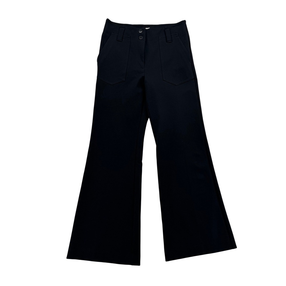 Maeve Anthropologie Naomi Black Ponte Wide Leg Flare Pants High Rise Size 8